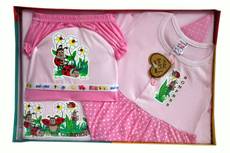 Bonfree BelleGirl 100% Cotton New Born Gift Set of 5 Pcs for Girl Pink 0-3M(Pink)