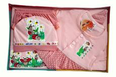 Bonfree BelleGirl 100% Cotton New Born Gift Set of 5 Pcs for Girl Green 0-3M(Beige)