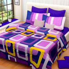 Home Elite Cotton Geometric Double Bedsheet(1 Double Size Bedsheet, 2 Pillow Covers, Multicolor)