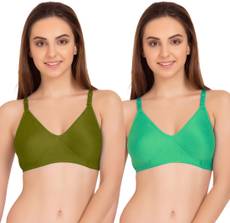 Tweens by Belle Lingeries - Non-Padded Seamless Full Coverage Combo Pack of 2 Women's T-Shirt Green Bra