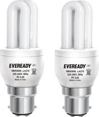 Eveready Mini 5 W CFL Bulb (Pack of 2, Free 4AA Batteries)
