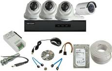 Hikvision S-7104HGHI-F1 Mini 4CH Dvr, 3(DS-2CE56COT-IRP) Dome, 1(DS-2CE16COT-IRP) Bullet Camera(With 1TB HDD, Mouse, Power Supply, Connectors, Cable)