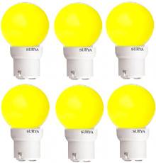 Surya 0.5W B22 LED Bulb (Yellow, Pack of 6)