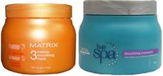 Matrix Opti Care Smooth Straight Professional Ultra Smoothing Masque (490 g) & L'Oreal Paris Hair Spa Smoothing Creambath (490g)(Set of)
