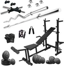 KRX 100 KG COMBO 35-WB With 8 in 1 Multipurpose Bench, Gym & Fitness Kit