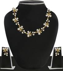 Zaveri Pearls Zinc Jewel Set(Gold, White) Image