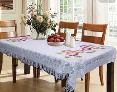 Kuber Industries Printed 6 Seater Table Cover(White, Cotton)