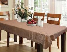 Kuber Industries Printed 6 Seater Table Cover(Brown, Cotton)