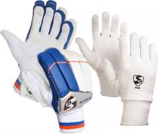 SG Ecolite Batting Gloves + Club Inner Gloves Batting Gloves (Boys, White) Image