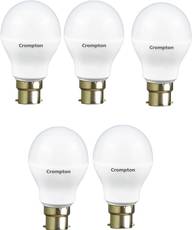 Crompton 3W Standard B22 250L LED Bulb (White,Pack of 5)