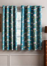 Flipkart SmartBuy Polyester Blue Floral Eyelet Window Curtain(150 cm in Height, (4.8 ft), Pack of 2)