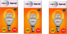 Wipro Garnet 5W Standard E14 450L LED Bulb (Yellow,Pack of 3) Image