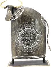 VedasExports Dell Cow Antique Small Showpiece - 17.5 cm(Iron, Silver)