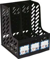 silvi Plastic Plastic File / Magazine / File and Book Rack - XL - Black With 3 Tier(Set Of 1, Black)