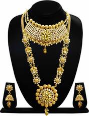 ARTS CHETAN Brass Jewel Set(Gold, White) Image