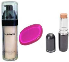 Imported COMBO OF SILICON PUFF & MAC-SKIN FOUNDATION WITH CONCEALER STICK(PACK OF 3)(Set of 3) Image