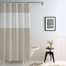Story@Home PVC Mud Brown Plain Ring Rod Shower Curtain(172 cm in Height, Single Curtain)