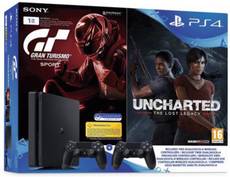 Sony PS4 Slim 1TB Gaming Console (With Gran Turismo Sport, Uncharted Lost Legacy & Extra Dual Shock Controller)