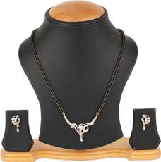 Bandish American Diamond Floral with chain Alloy Mangalsutra Image