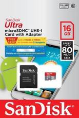 SanDisk Ultra 16GB MicroSDHC Class 10 UHS-1 (80MB/s) Memory Card (With Adapter)