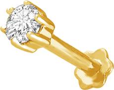 Vijisan 0.34 Ct. Solitaire Classic Cubic Zirconia 18K Yellow Gold Plated Sterling Silver Nose Stud