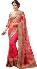 Pink Net Saree