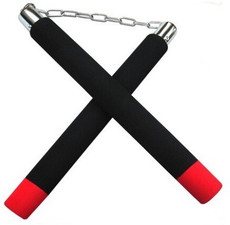 The SweatShop Martial Arts Training Foam Nunchakus / Nanchakus / Nunchucks 12" with carry bag Gymnastic Stick - 12 inch(Black)