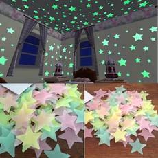 Stickonn Multicolour Fluorescent Glow In The Dark Star Wall Sticker(Pack of 30, Size:3.8x3.8)
