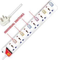 MX 3536 6 Sockets Universal Surge Protector With Individual Switch (1.5 Mtrs)