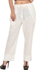 Zaributi Regular Fit Women's White Trousers Image