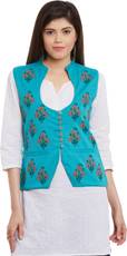 Bitterlime Self Design Women's Waistcoat