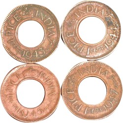 1945 Set Of Lahore Mint One Pice Bronze Coin 59 OFF