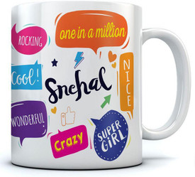 Ramposh Snehal Name Printed Ceramic Coffee 350 Ml Best Gift For