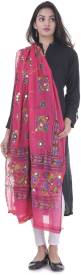 Cotton Blend Embroidered Pink Women Dupatta Price in India