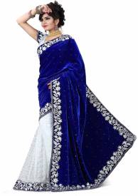 Embroidered, Embellished Bollywood Velvet Saree Price in India