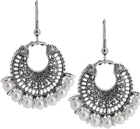 9blings Brown Stone Designer Metal Tassel Long Dangle Earring
