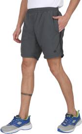 Solid Men Grey Sports Shorts Price in India