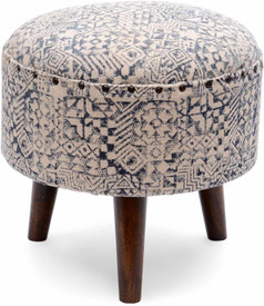 Gray Round 45cm Denim Cloth Ottoman Pouf Cover Footstool Slipcover
