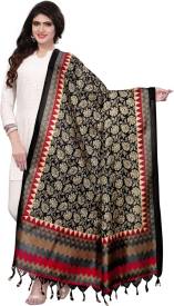 Art Silk Printed Multicolor, Red, Black Women Dupatta Price in India