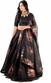 Digital Print Semi Stitched Lehenga, Choli and Dupatta Set Price in India