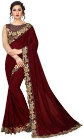 Embroidered, Solid Bollywood Silk Blend Saree Price in India