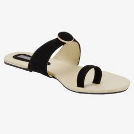 Women Black Flats Sandal Price in India