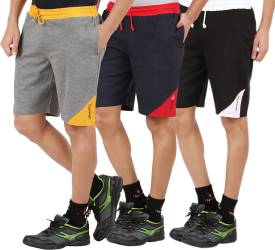 Solid Men Multicolor Regular Shorts Price in India