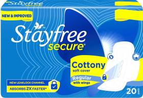 STAYFREE Secure Cottony Soft Regular Wings Sanitary Pad