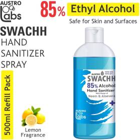 Austro Labs Swachh  Spray Liquid Refill Pack 500 ml, Ethyl Alcohol 85% Hand Sanitizer Bottle