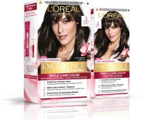 L'Oréal Paris Excellence Creme Hair Color (Combo Pack of 2 - 100g, 72 ml With 25g, 25 ml) , 3 Natural Darkest Brown