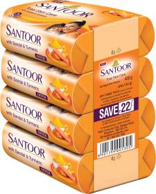 SANTOOR Total Skin Care With Sandal And Turmeric Super Saver Pack soap