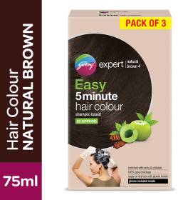 Godrej Expert Easy 5 Minute Hair Colour Pack of 3 , NATURAL BROWN