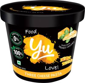 Yu Three Cheese Cup Pasta-Instant Food Ready To Eat in 4 Mins-No Preservatives Pasta