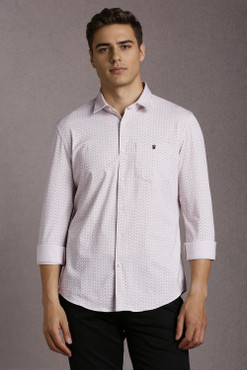 louis philippe sport men printed casual pink shirt